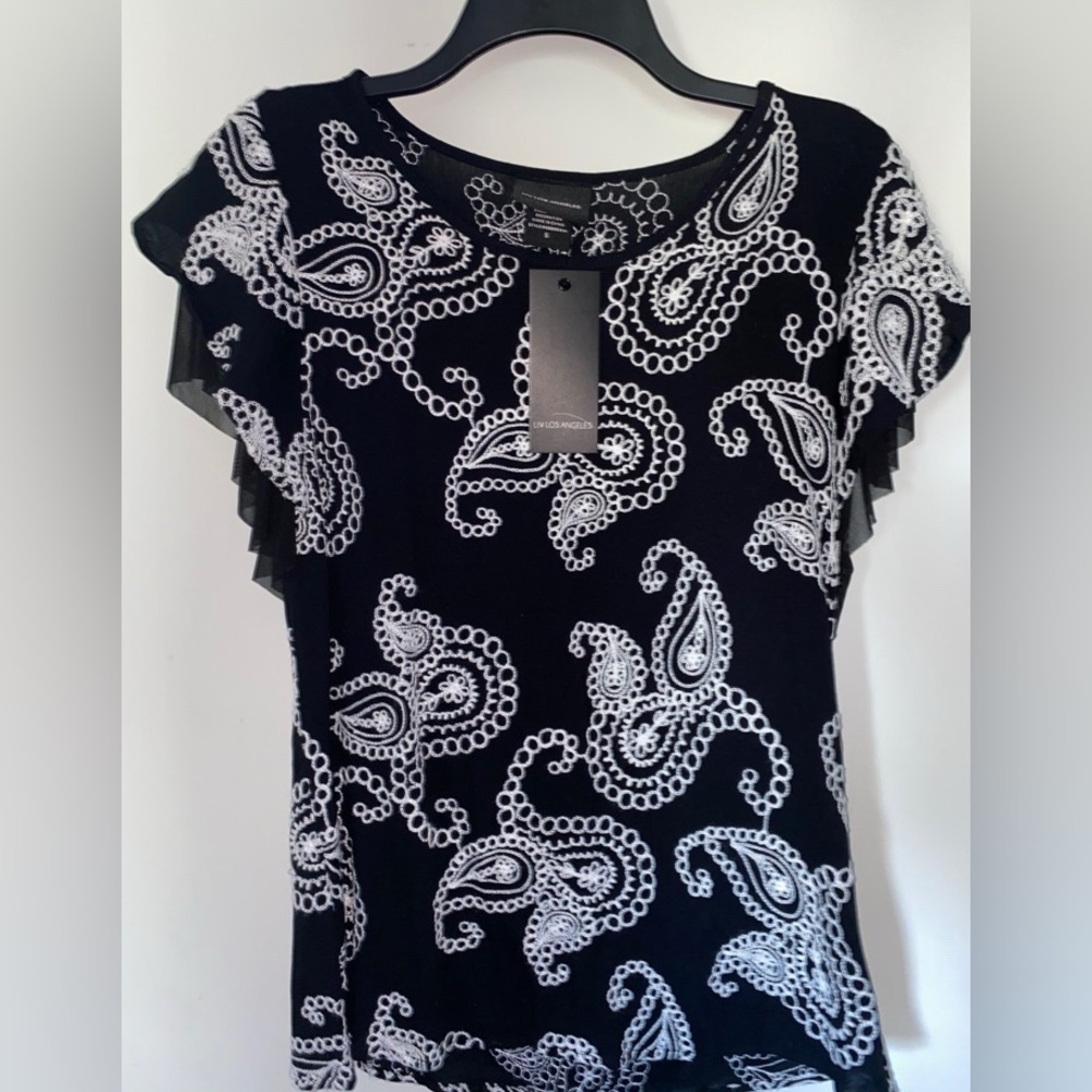 Black and White Paisley Blouse